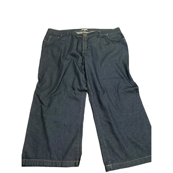 Women Within Dark Wash Wide Leg Jeans, Plus Size 32W Petite - Picture 1 of 6